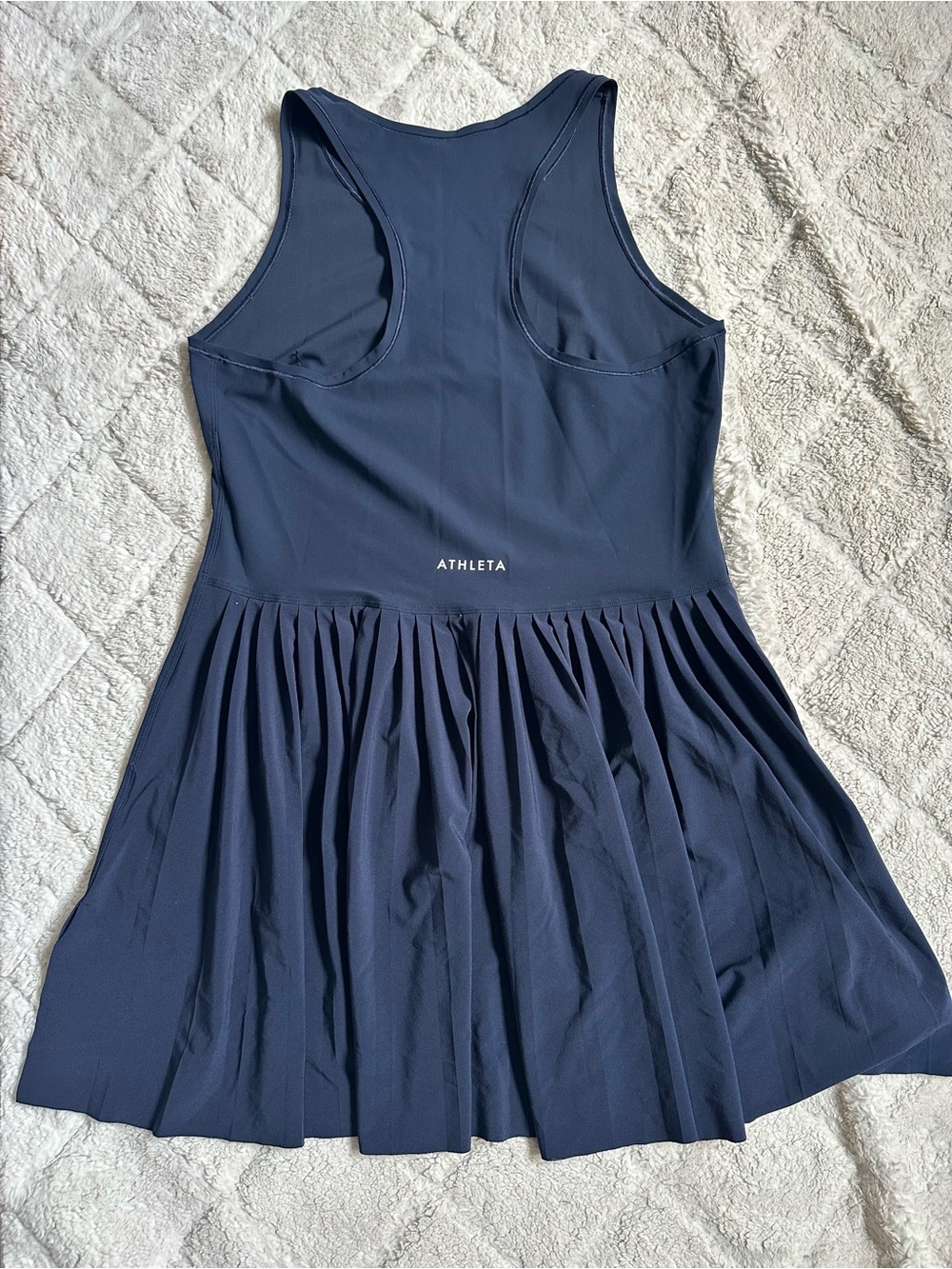 Athleta | Navy Blue Match Point Pleated Dress | Size Medium - Picture 5 of 11